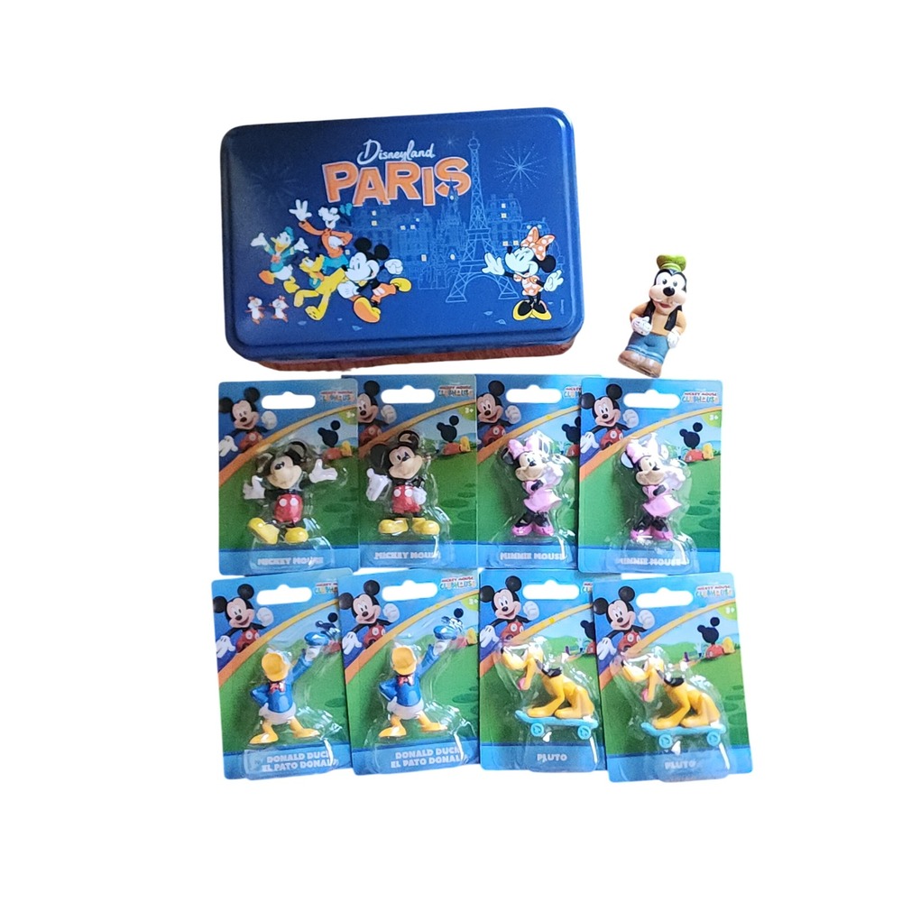 Disney Mickey Mouse Clubhouse Figures Set 8 Pack with Disneyland Paris Tin